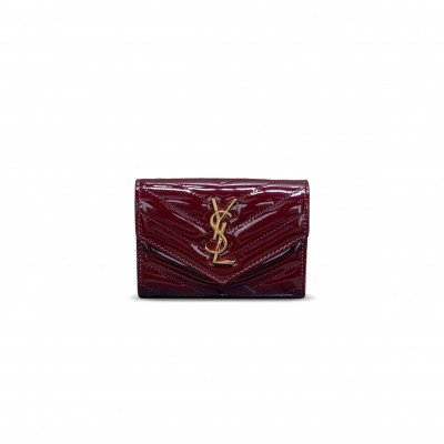 YSL CASSANDRE MATELASSÉ SMALL ENVELOPE WALLET IN PATENT LEATHER 414404 (13.5*9.5*3cm)